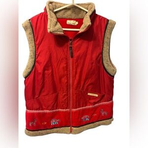 Vintage Inuk Fleece Lined Vest With Embroidery Accents Women’s Large